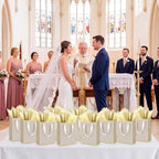 Yeaqee 50 Pcs Metallic Paepr Gift Bags Bulk with Handles,Champagne, Gold - Image 6