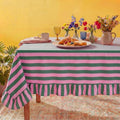 Tudomro Striped Tablecloth, Rectangle, Pink, Grass Green, 84'' X 60'' by Tudomro
