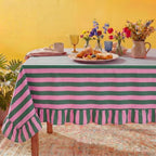 Tudomro Striped Tablecloth, Rectangle, Pink, Grass Green, 84'' X 60'' by Tudomro