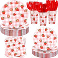 Ziliny 280 Pcs Strawberry Disposable Decorations Tableware Set by Ziliny