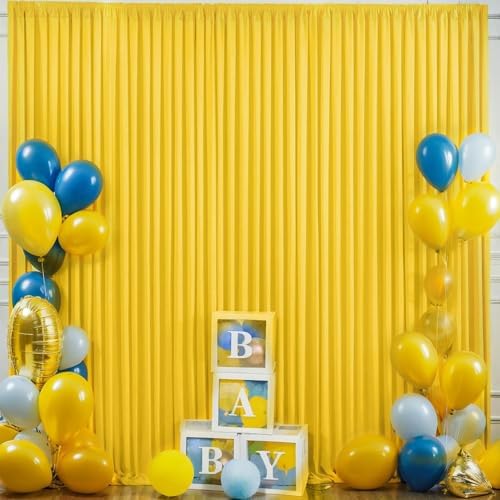 40×10 ft Yellow Wrinkle Free Backdrop Curtain for Party, 8 Panels 5×10ft Soft Silky Polyester Photo Backdrop Drapes Curtains for Wedding Birthday Themed Parties Baby Shower Photography Backgrounds - Image 6
