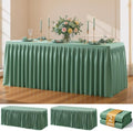 Sage Green Polyester Table Cloths for Rectangle 6 Foot Tables, 2 Pack Wrinkle Free Tablecloths Stretchy Banquet Ruffle Fitted Table Cover Desk Skirt for Parties Wedding Birthday Baby Shower by Unknown