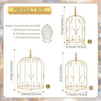 Set of 3 Metal Birdcage Cake Stand Set with Crystal Accents, Elegant Cupcake Holder Display for Wedding, Birthday, Baby Shower, Party Dessert Table Decorations (Gold, Set of 3) - Image 2