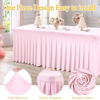 6 Packs Baby Pink Spandex Table Clothes for 6FT Rectangle Tables, Wrinkle Free Fitted Table Cover for Event, Wedding, Banquet & Parties - Image 2