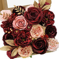 Serwalin Burgundy Pink Artificial Flowers, Fake Silk Flowers for Wedding by Serwalin