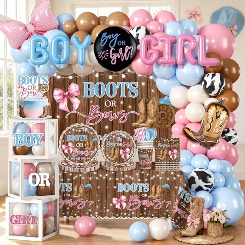 Cocomigo Boots or Bows Gender Reveal Decorations,Serves for 25 by cocomigoPartyHome
