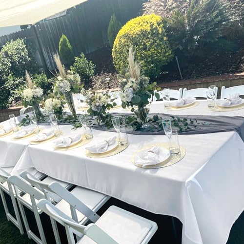 6 Pack Tablecloth 72 x120 inch Polyester Table Cloth for 6-8 Foot Rectangle Tables,Stain and Wrinkle Resistant Washable Fabric Table Covers Polyester White Table Clothes for Wedding,Party,Banquet - Image 2