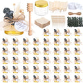 60 Set 1.5 oz Mini Plastic Honey Jars Small Honey Jars Party Favors in Bulk with Gold Lids Wood Bee Dipper Thank You Card Burlap Fabric Twine String Natural Plant for Baby Shower Wedding Gift by Afarnook