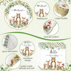 Funnymoom 452 Pcs Woodland Baby Shower Decorations for 50 Guests, Forest Animals Woodland Paper Plates Napkins Cups Tablecloth Cutlery Straws for Neutral Forest Animal Baby Shower Party Supplies - Image 3