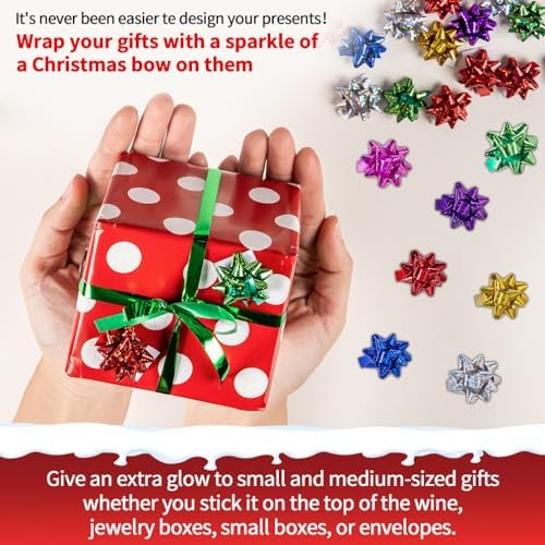 110 Pcs Christmas Supplies Shiny Bows for Gift Wrapping, 1 in Mini Gift Wrap Bows for Xmas Decor, Hanukkah, Birthdays, Weddings, Bridal Showers, Baby Showers Occasion (Sparkly Silver 110 Pcs Set) - Image 3