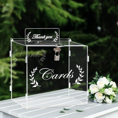OurWarm Clear Card Boxes with Lock - Gift Card Box Money Box Holder for Reception, Anniversary, Shower, Rustic Wedding Decorations, Birthday, Graduation by OurWarm