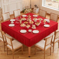 Wish Care Red Spandex Tablecloths for 60x60 Inch Square Tables, Stretch Fitted Table Clothes with Pleated Ruffle Skirt for 60” Table, Wrinkle Free and Elastic, for Party Kitchen Home Dining by WishCare