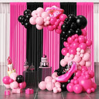 Black and Pink Backdrop Curtain 10x10FT – Sweet & Cool Party Photo Booth Background, Wrinkle Free Studio Backdrop for Girl Birthday, Baby Shower, Beauty Salon Decor - Image 5