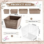 Dandat 4 Set 6 Inch Wooden Flower Box Rustic Table Centerpieces,Brown - Image 2