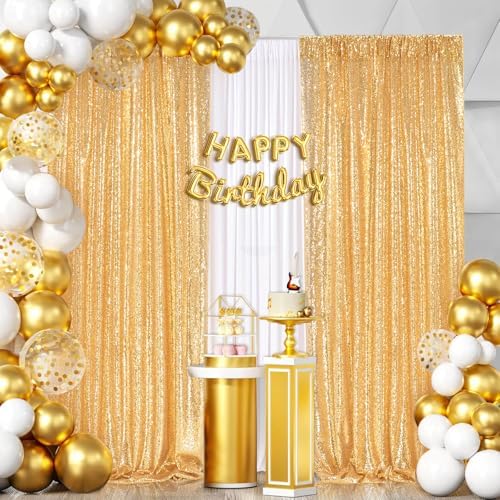 Gold Glitter Sequin Backdrop Curtains 8ftx10ft Photo Drapes - Image 3