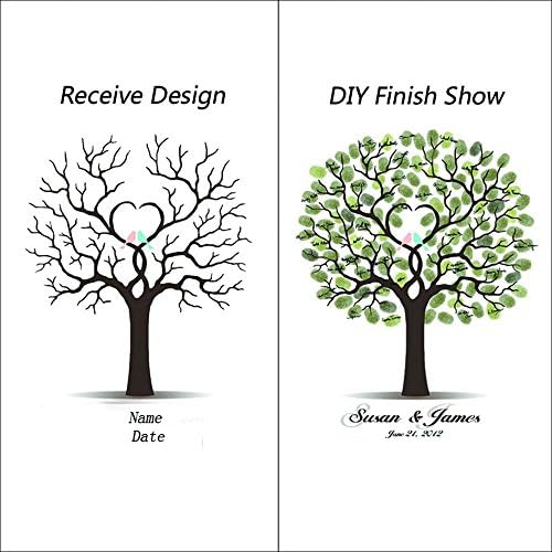 DIY Fingerprints Wedding Sign in Guest Book Tree Canvas with Wooden Hanger Personalized Wedding Gift for Couple Anniversary Party Decorstions-80x120cm - Image 3