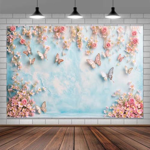 10x8ft Butterfly Floral Backdrop Birthday Colorful Flowers Photo Background for Girls Wedding Birthday Party Girls Princess Butterfly Theme Baby Shower Events Party Decorations Photo Booth Props - Image 5