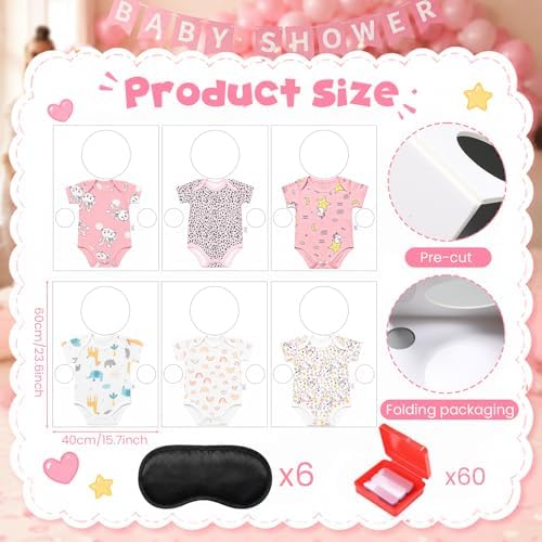 Outus 6 Sets Feed Me Baby Shower Games for Large Groups, Baby Clothes, Kt Boards, Blindfolds, 60 Adhesive Tape, Funny Hilarious Gender Reveal Activity for Guests Party Supplies (Cute) - Image 3