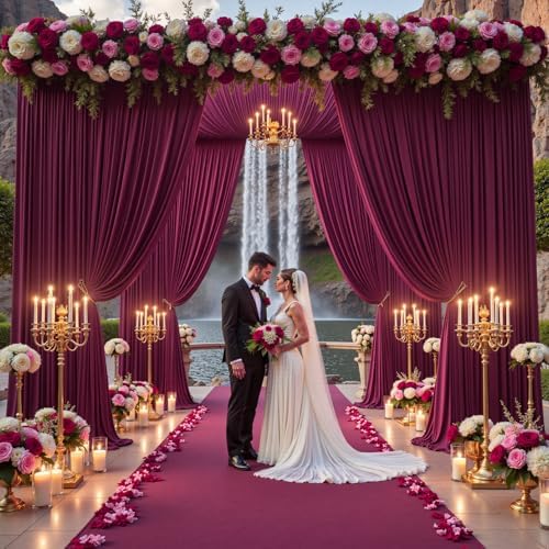 20ft×15ft Burgundy Backdrop Curtain for Wedding Parties - Image 3