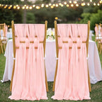Blush Aisle Chair Sashes 8ft Long 48 Pieces Sheer Chair Cover for Banquet Wedding Aisle Chair Party Hotel Decoration - Image 5