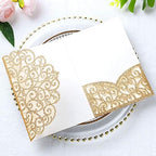 ponatia 5.12 x 7.2 Laser Cut Invitation Pocket, 20PCS Tri-Fold 5 x 7 Laser Cut Wedding Invitation Pockets with Envelopes for Wedding Bbay Shower Birthday Invite (Gold Glitter, No Inner Sheet) - Image 4