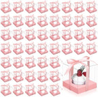 Thenshop 50 Pcs Clear Cupcake Boxes Individual 3.5 Inch, Pink by Thenshop