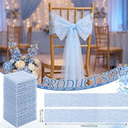 VitalCozy 50 Pack Blue Pearls Vintage Chair Sashes with Bows Wedding Decor - Image 2