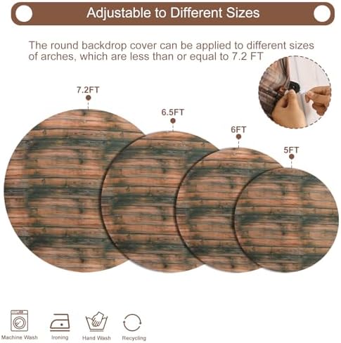 Gallety 7.2 FT Rustic Wood Round Backdrop Cover for 5 to 7.2FT Circle Backdrop Stand - Adjustable Circle Arch Cover for Birthday, Wedding, Baby Shower, Baptism and First Communion Decorations - Image 2