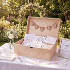 Geelin Wooden Wedding Card Box with Letter Flag Rustic,Natural Color by Geelin