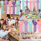 11" Blue Hanging Jellyfish Paper Lanterns Decor - Under The Sea Party & Mermaid Birthday Decorations, Baby Shower, Nautical Events, Ocean Birthday Party Decorations & Beach Room Decor (Set of 8) - Image 5