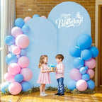 7.2FT Blue Arch Backdrop Cover - Polyester Fitted Wedding Arch Stand Covers Round Top Chiara Arch Backdrop Cover for Birthday Party Banquet Photo Background Decoration - Image 2