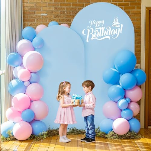 7.2FT Blue Arch Backdrop Cover - Polyester Fitted Wedding Arch Stand Covers Round Top Chiara Arch Backdrop Cover for Birthday Party Banquet Photo Background Decoration - Image 2