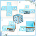 8 Set Baby Shower Centerpieces for Tables - 6 inch Wooden Boxes with Baby Letters Rustic Cube Planter Wood Blocks for Gender Reveal Party Favor (Blue) - Image 4
