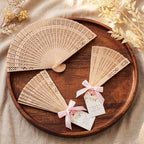 50 Sets Wooden Hand Fan Sandalwood Wood Handheld Folding Fans with Ribbon Thank You Tag for Wedding Guests Baby Shower Birthday Bridal Gifts Party Favors(Pink,Floral) - Image 6
