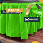 Exquisite Lime Green Table Skirt 12 Pack - Disposable Plastic Table Skirts for Rectangle Tables 6ft 8ft & Round Tables - 29in x 14ft Self-Adhesive Strip - Birthday Wedding Gender Reveal Decor - Image 3