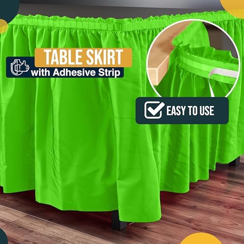 Exquisite Lime Green Table Skirt 12 Pack - Disposable Plastic Table Skirts for Rectangle Tables 6ft 8ft & Round Tables - 29in x 14ft Self-Adhesive Strip - Birthday Wedding Gender Reveal Decor - Image 3