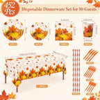 Ceenna 452 Pcs Fall Party Supplies Plates Napkins Cups Tablecloth Serves 50 - Image 3