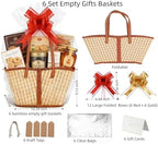 6 Set Bamboo Baskets for Gifts Empty, Large Woven Gift Basket Empty - Image 2