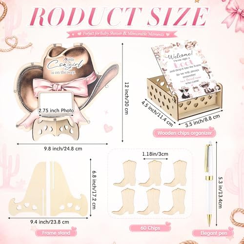 Chunful 64 Pcs Cowgirl Baby Shower Party Decorations Guest Book Alternative - Image 2