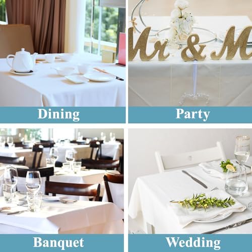 VidaFete Classic Series 6 Pack 52 * 52inch White Square Tablecloth - Image 6