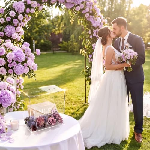 Clear Acrylic Wedding Card Box DIY Kit with Faux Flowers - 10x10x5.7 Inch - Image 5