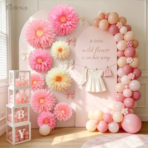 Large Tissue Paper Flower for Baby Shower Party Wall Decor(Pink) - Image 6