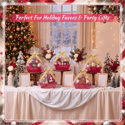 Mimorou 6 Pack Velvet Baskets for Gifts Empty to Fill, Red Gift Baskets - Image 4