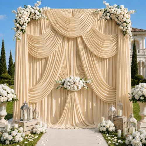 20x12 ft Champagne Backdrop Curtains for Wedding, Party and Photo by Unknown
