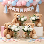 Guludai 37Pcs Bear Baby Shower Centerpieces Brown Eucalyptus Mason Jar - Image 3