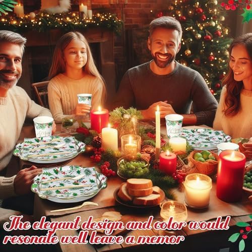 Pickmesh 400 Pcs Christmas Party Supplies Paper Plates and Napkins Serve 50 - Image 6