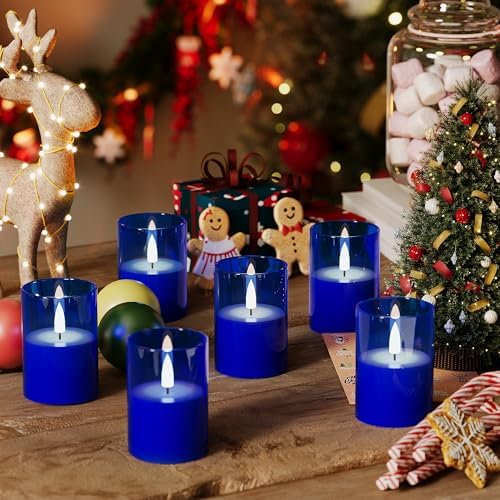 12Pack Flameless LED Candles with Timer, Battery Operated, Blue, 2"x3" - Image 6