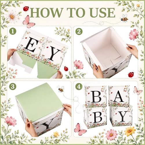 Sabary 4 Pcs Love Bug Baby Boxes Baby Shower Gift Boxes - Image 3
