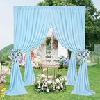 Baby Blue/Light Blue Backdrop Curtains 30ftx10ft Polyester Photo Drapes - Image 2