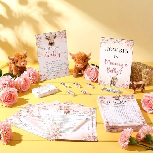 Funnymoom 426 Pcs Highland Cow Baby Shower Games Set, 8 Activities - Image 2